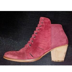 New Free People Spain 40 9 Women's Loveland Wine Braided Suede Ankle Zip Boots